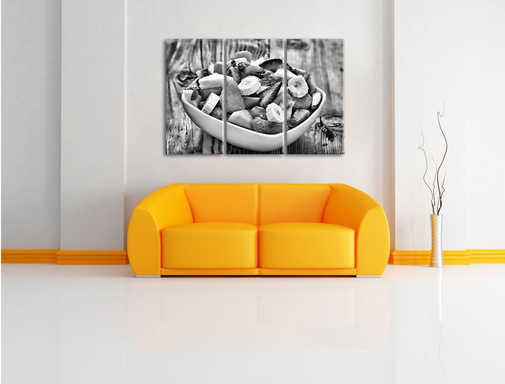Pixxprint Obstsalat als Leinwandbild/Grösse: 3 Teilig (120x80) cm/Wandbild/Kunstdruck/fertig bespann