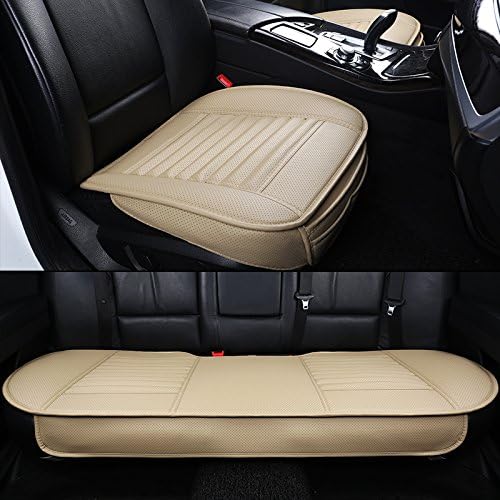 HONCENMAX Auto Sitzauflage Sitzkissen Universal Sitzauflagen Autositzbezüge - BambusKohle PU Leder -