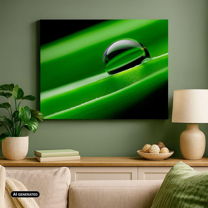Bilder auf Leinwand 100x70cm Leinwandbild Pflanze Tropfen Wasser Blase Gross Wanddeko Bild Schlafzim