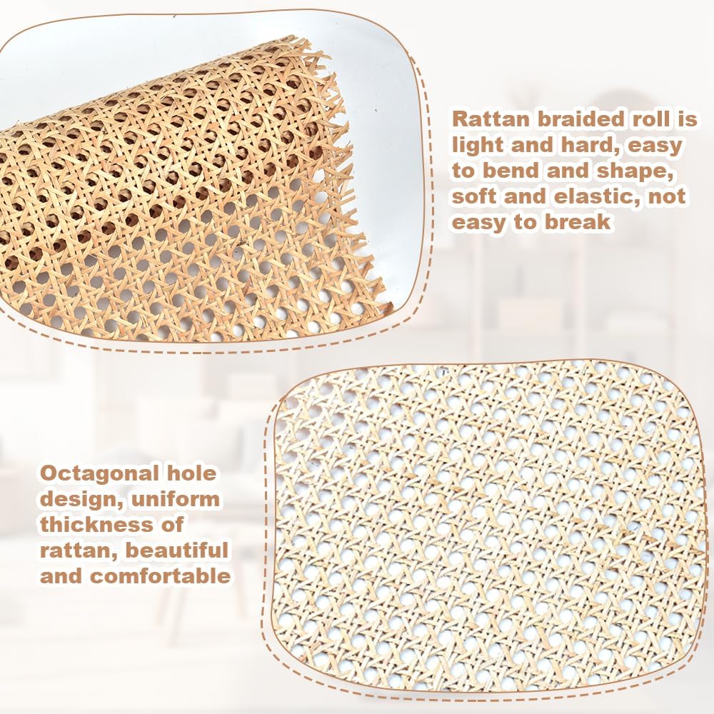 Rattan-Gurtband 40 x 100cm Cane Webbing Rattan Roll Natürliche Rattan Geweberolle Gewebtes Offenes R