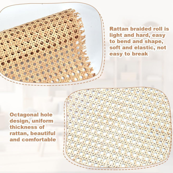 Rattan-Gurtband 40 x 100cm Cane Webbing Rattan Roll Natürliche Rattan Geweberolle Gewebtes Offenes R