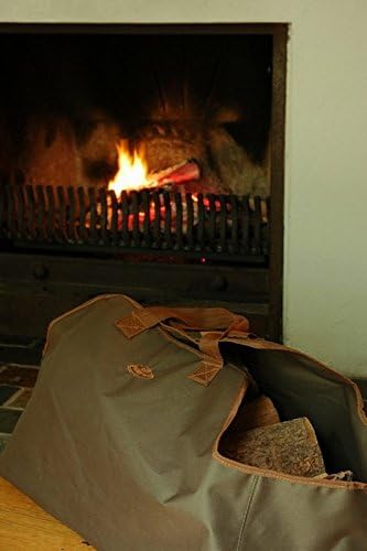 Esschert Design Kaminholz-Tragetasche, Brennholztasche in grün, ca. 59 cm x 40 cm x 39 cm Single