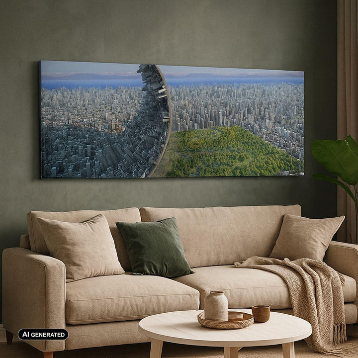 Wandbilder Dekoration Wohnzimmer Baum Park Abstraktion Stadt Panorama Bilder auf Leinwand 120x50cm L