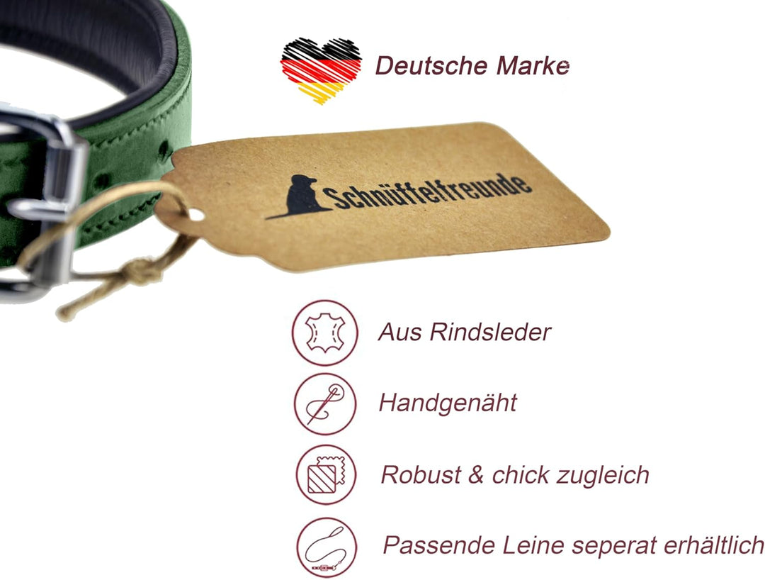 Schnüffelfreunde Halsband für Hunde aus Leder, Hundehalsband für den grossen, mittleren und kleinen