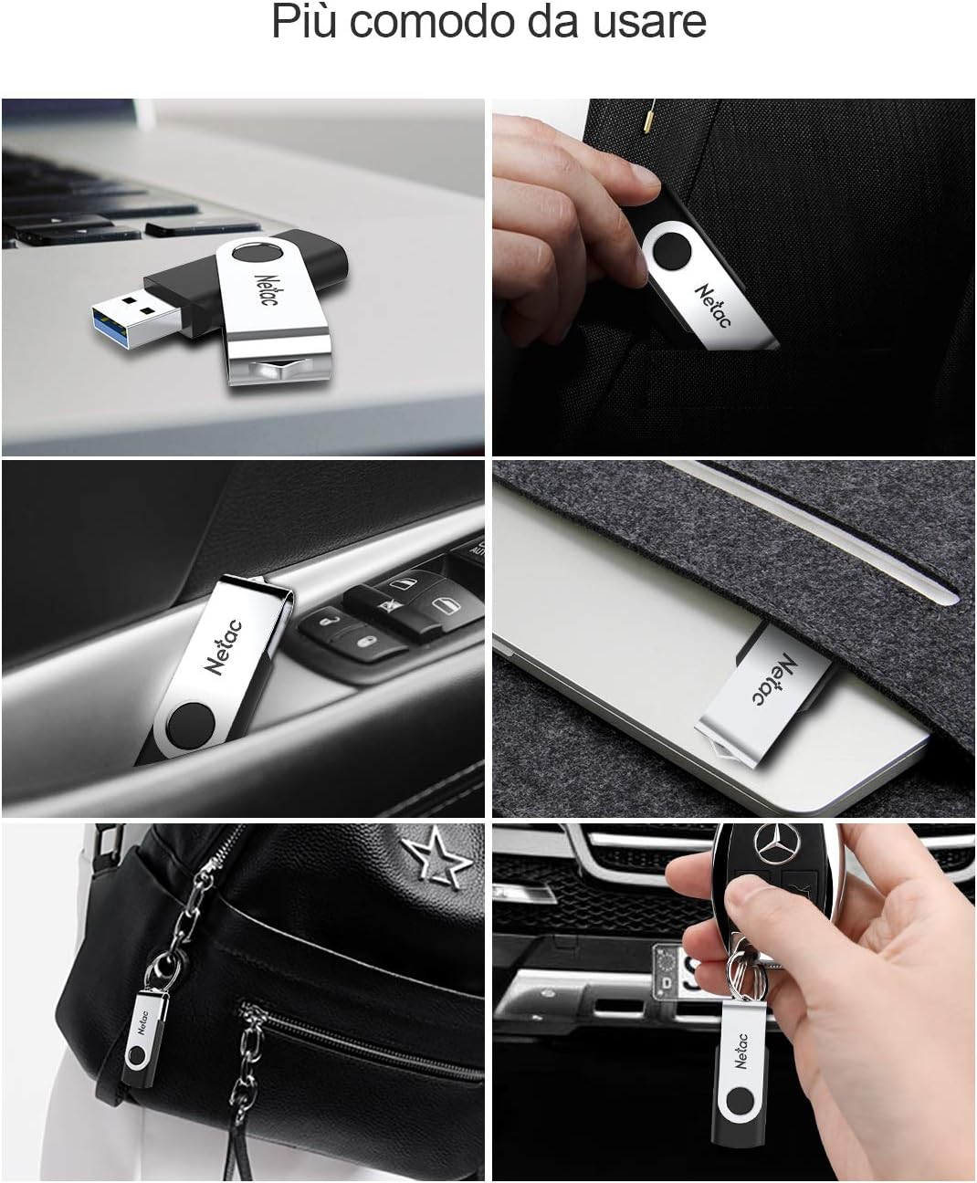 Netac 256G USB 3.2 Flash Drive，360° Rotation Pen Drive，USB Flash Drive Lesegeschwindigkeit bis zu 90