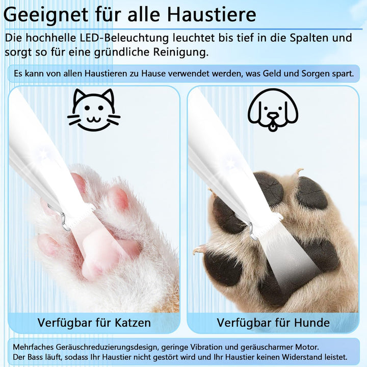 Mucek PawTrim Pro, Haustierhaarschneider mit LED-Licht, Pfotentrimmer für Hunde und Katze, Leise Hun