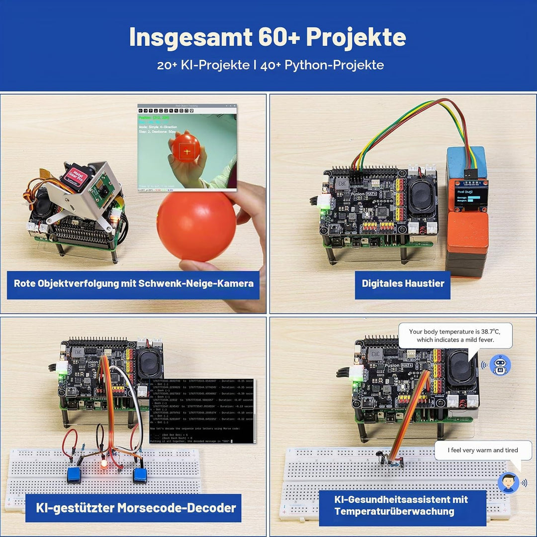 SUNFOUNDER AI Fusion Lab Kit für Raspberry Pi 5/4/3B+/Zero 2w, Multi-LLMs ChatGPT/Gemini/Grok, OpenC