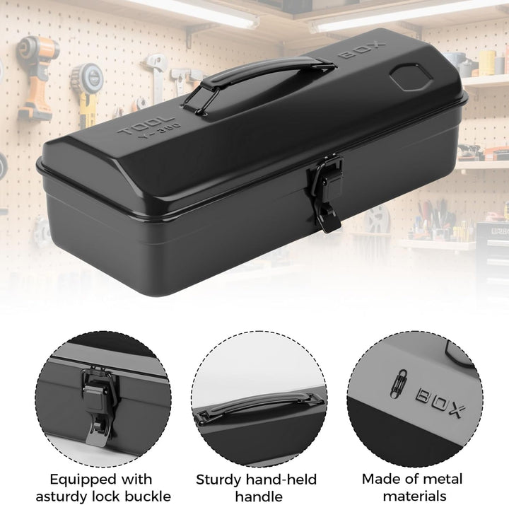 Werkzeugkiste Metall, Werkzeugkoffer Leer, 37x16x12cm Robust Langlebig Metall Werkzeugkasten mit Tra
