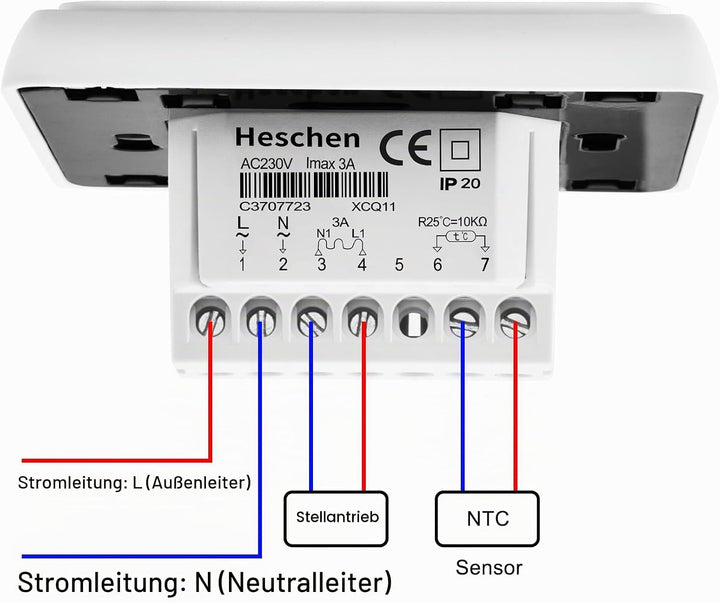 Heschen LCD Digital Wöchentliches Programmier Thermostat, HS-E806, 230VAC 3Ampere, Regler für Fussbo