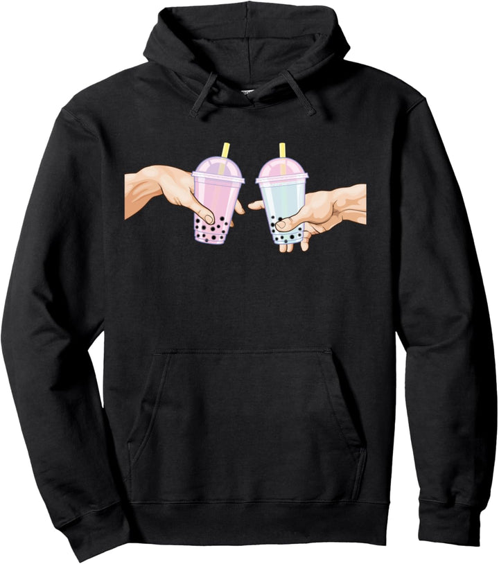 Erschaffung von Adam Hands Boba Tee Michelangelo Bubble Tea Pullover Hoodie