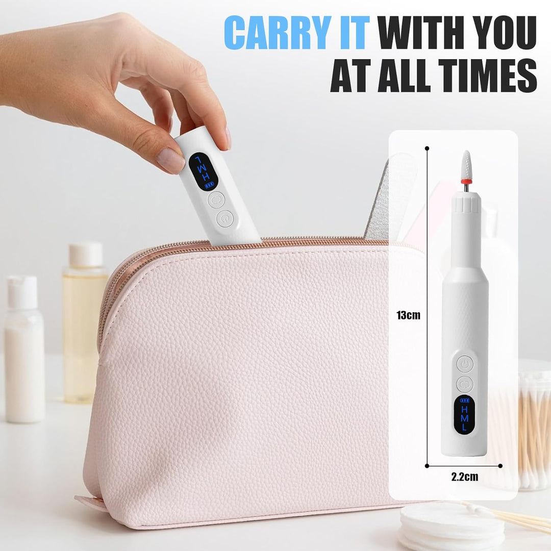 Nagelfräser Kabellos, 12 in 1 Fräser für Gelnägel, Elektrische Nagelfeile Professionell Nail Drill,