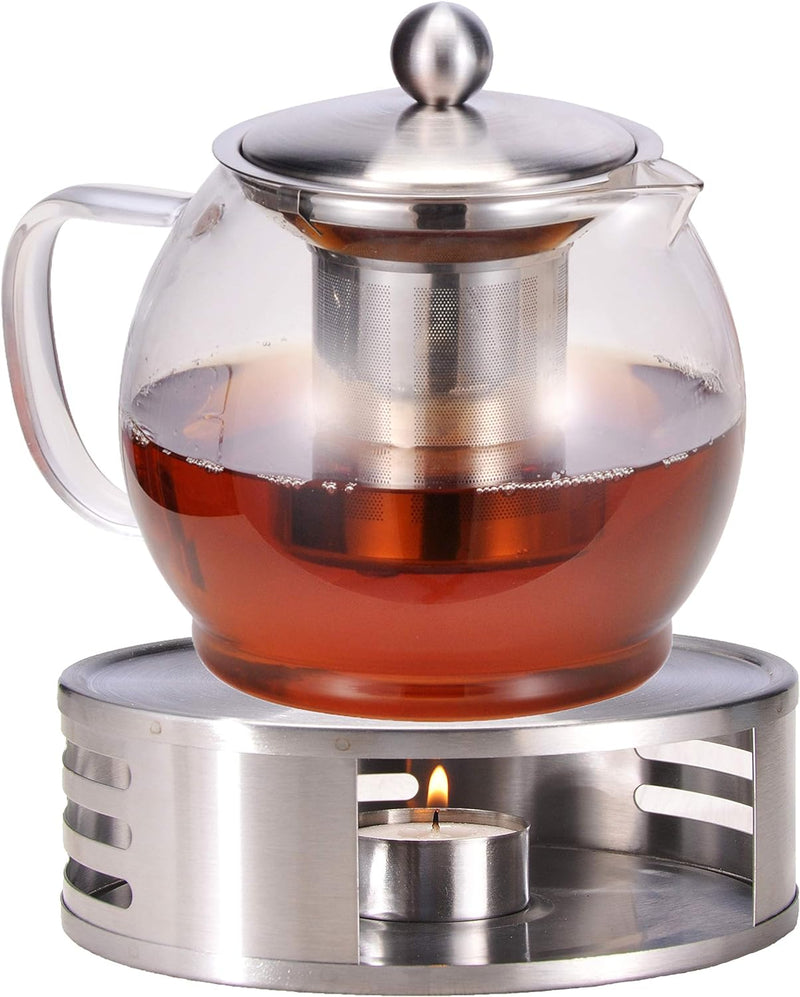 Bambelaa! Teekanne mit Stövchen Siebeinsatz Glas Set Tee Glaskanne Teebereiter Kaffeekanne Teesieb K