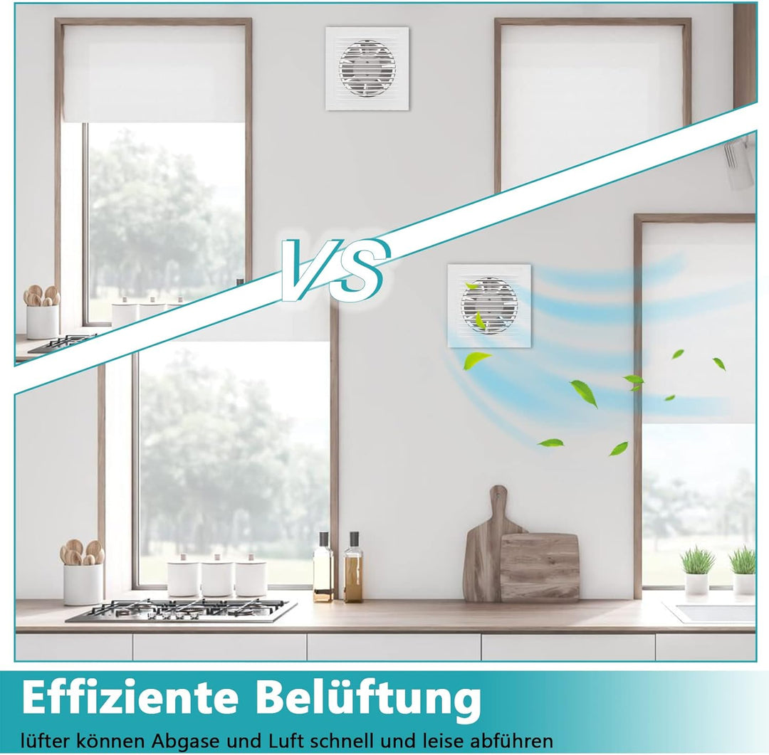 Randaco 2x Badlüfter Ø 150mm Wandventilator Mit Ruckstauklappe Badventilator, Leise Weiss Ventilator