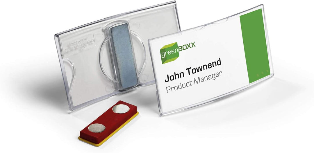 Durable Namensschild konvex (mit Magnet, 40 x 75 mm) Packung à 25 Stück, transparent, 812319, Magnet