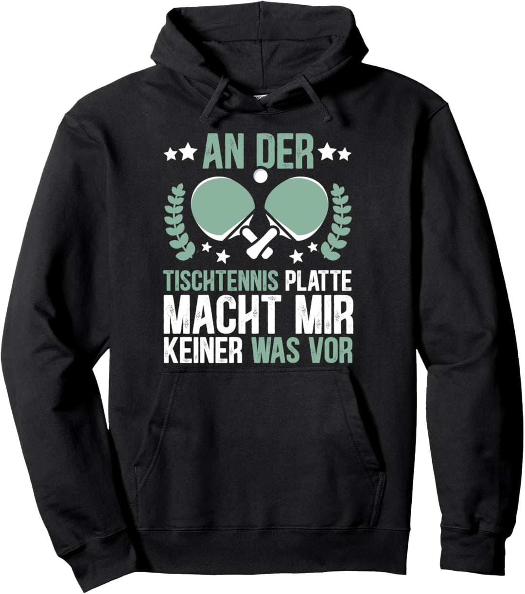 Tischtennis Spieler mit Schläger an Tischtennisplatte Pullover Hoodie