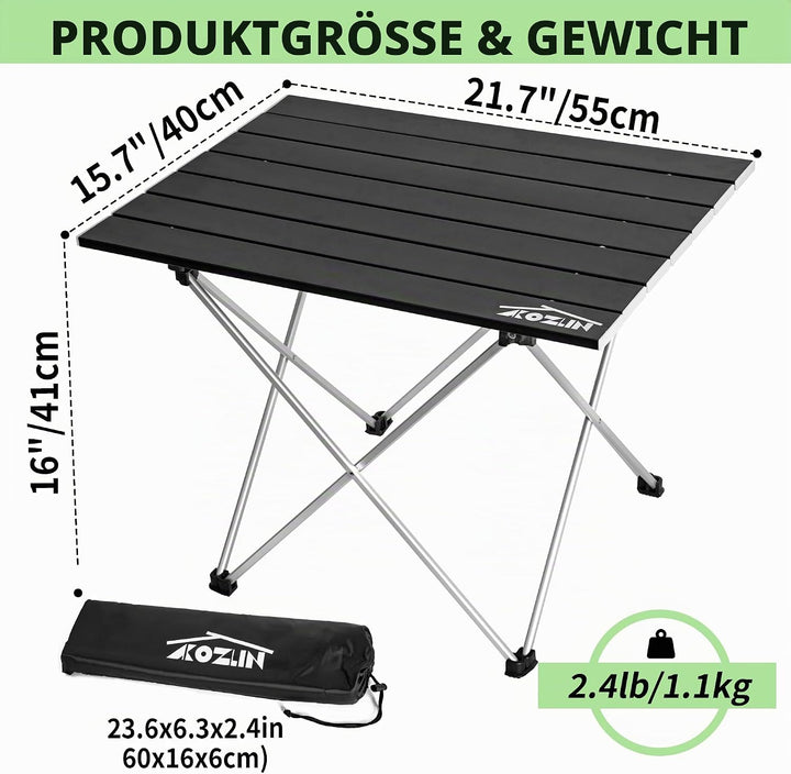 Campingtisch Klappbar, Klapptisch Camping, Tragbarer Picknicktisch Faltbar, Kleiner Aluminium-Klappt
