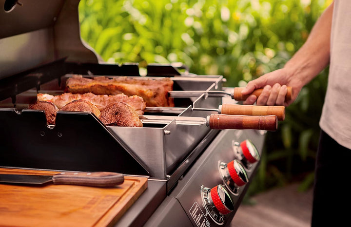 Tramontina Grillaufsatz für Grillspiesse, inkl. Brennerabdeckung Edelstahl, BBQ Edelstahl 54.50x16x1