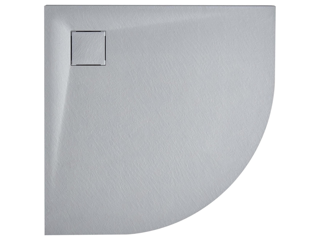 SMC Duschwanne mit Ablaufrinne 90x90 cm halbrund Steinoptik grau flach Paron