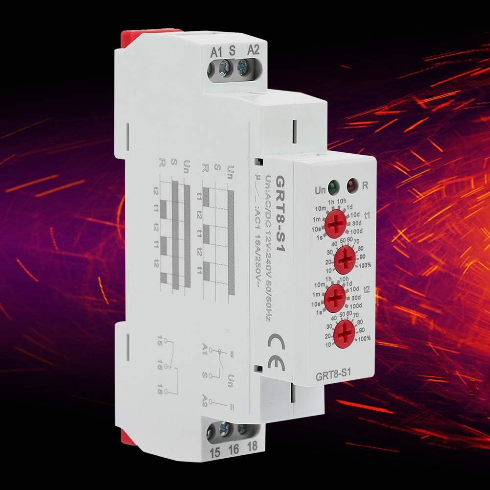 GRT8-S1 Mini Asymmetric Cycle Timer EIN/AUS Wiederholungszykluszeitrelais AC/DC12-240V mit sehr gros