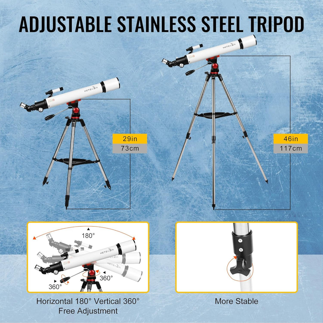 HETEKAN Teleskop, Teleskope Astronomie für Erwachsene,70 mm Öffnung und 700 mm Brennweite (28x-210x)