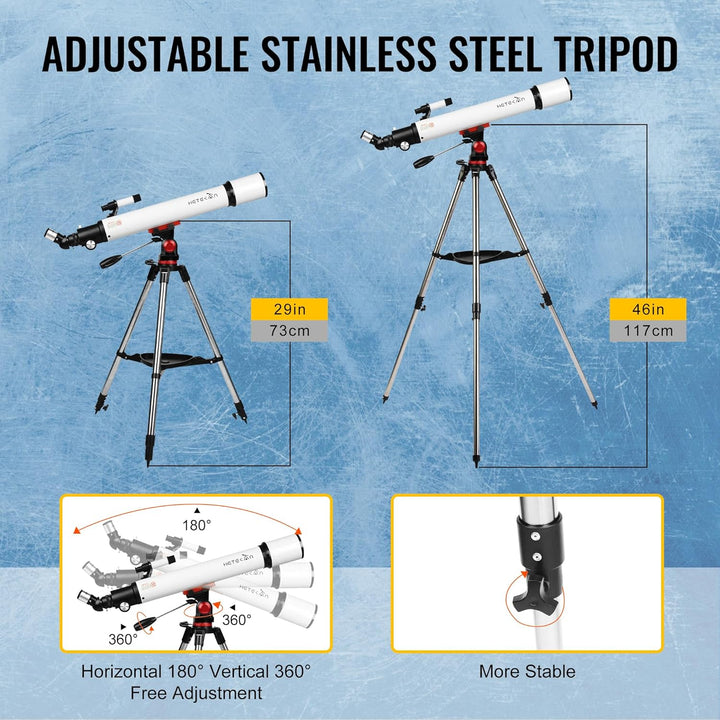 HETEKAN Teleskop, Teleskope Astronomie für Erwachsene,70 mm Öffnung und 700 mm Brennweite (28x-210x)