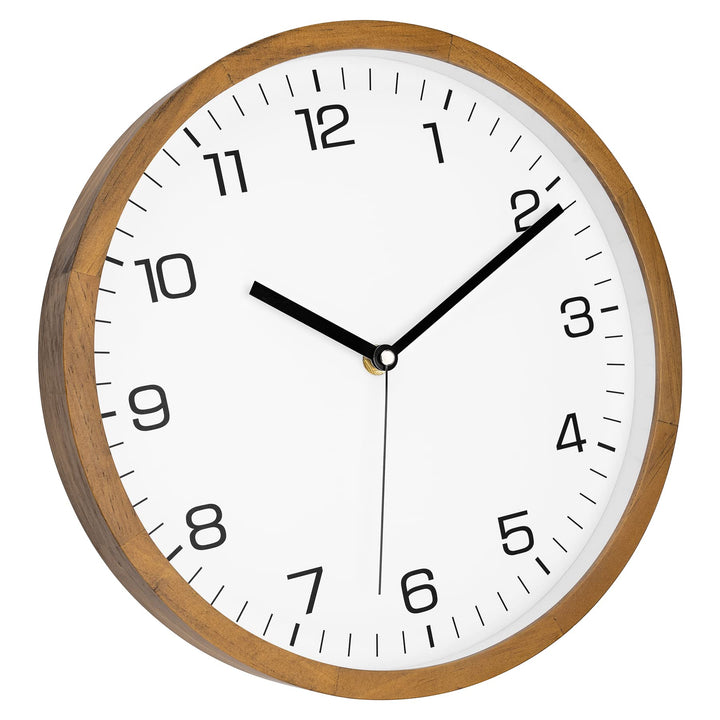 Foxtop Wanduhr Holz Ohne Tickgeräusche 30 cm Grosse Lautlos Wanduhr leicht zu lesen Rund Holzuhr für
