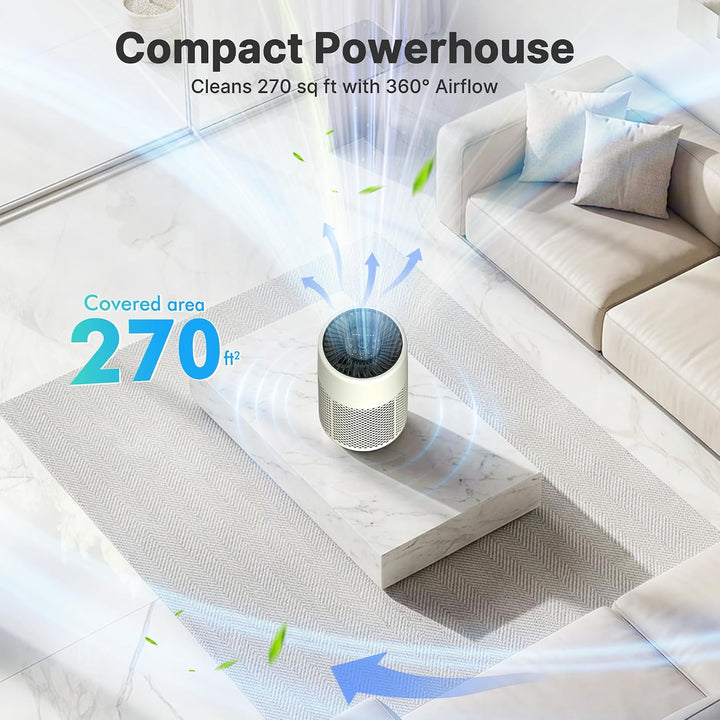 CHIVALZ Luftreiniger für Schlafzimmer, Allergiker mit Aromatherapie, Creme | Air Purifier mit HEPA-F