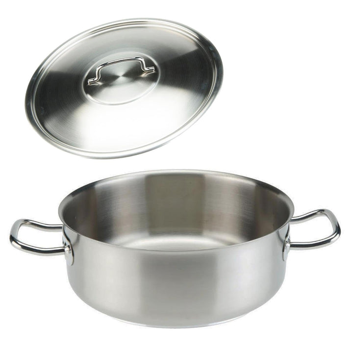 SKK grosser Gastro Bratentopf Ø 28 cm - 18/10 Edelstahl Induktions-Topf - Profi Schmortopf mit Edels