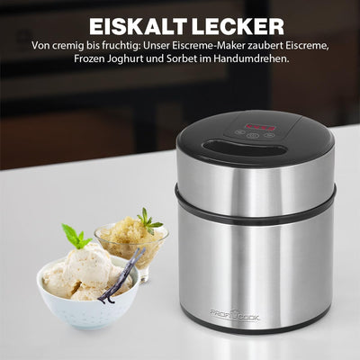 Profi Cook Eismaschine PC-ICM 1140 Eiscreme-Maker für Speiseeis, Frozen-Joghurt und Sorbet, inkl. Re
