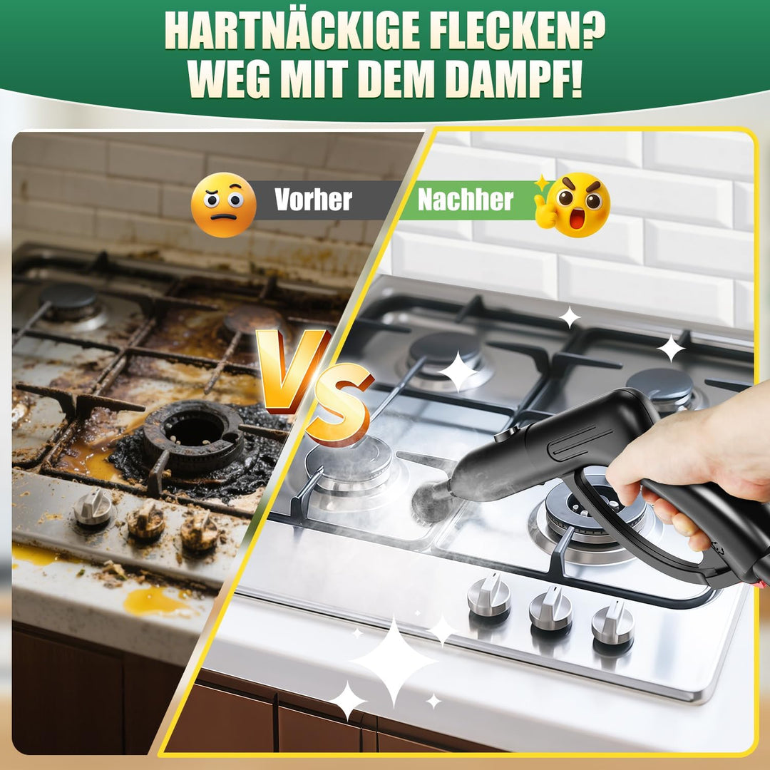 Rolipo Dampfreiniger, Dampfdruck: 4 Bar, Leistung: 2000 W, Tank: Max 2 L, Nutzungsdauer: 40 Minuten,