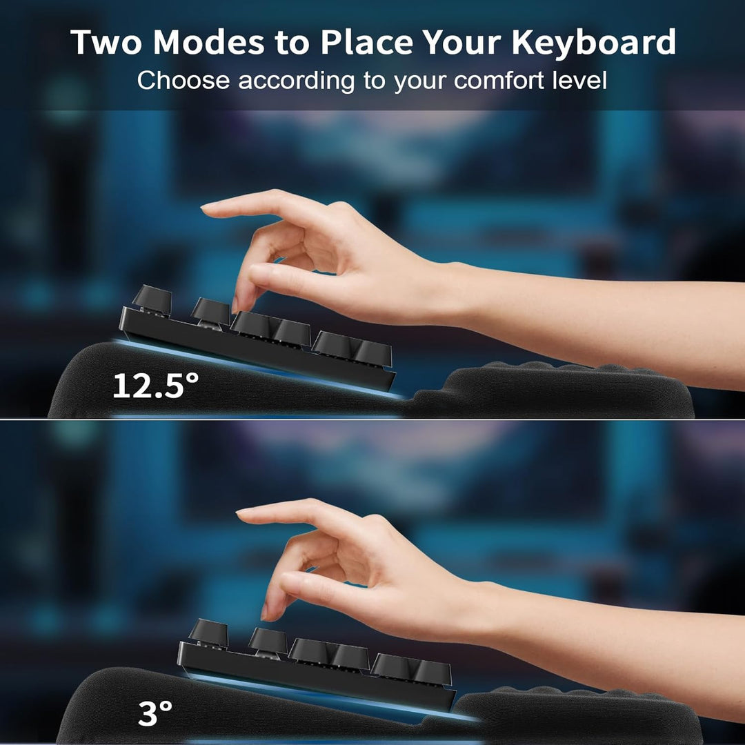 2-in-1 Ergonomische Tastatur Handauflage, Handballenauflage Tastatur mit Weichem Memory-Schaum, Ruts