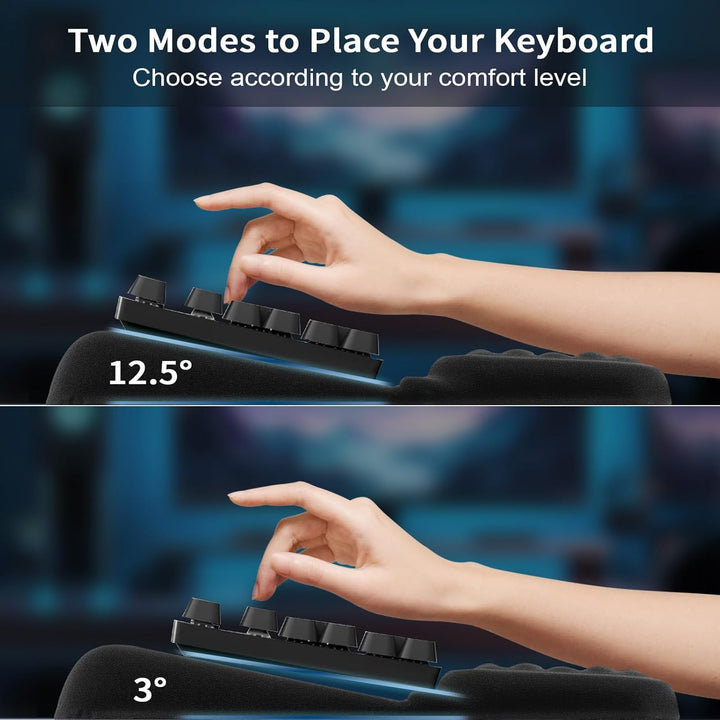 2-in-1 Ergonomische Tastatur Handauflage, Handballenauflage Tastatur mit Weichem Memory-Schaum, Ruts
