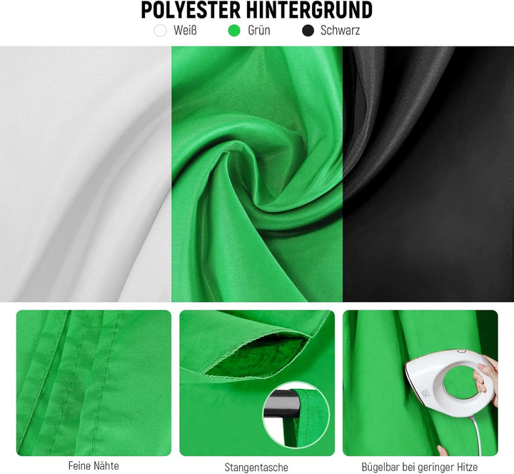 NEEWER Fotografie Dauerlicht Set mit Hintergründen, 2,6x3m Stative, 5700K, 800W, Äquivalent 24W LED