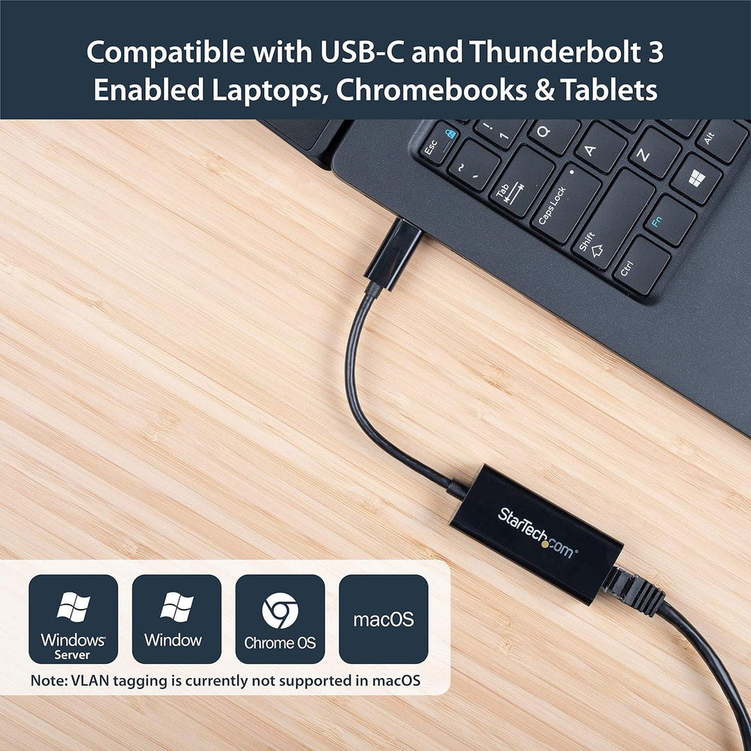 StarTech.com USB-C auf Gigabit Ethernet Adapter - Schwarz - Thunderbolt 3 kompatibel - Windows & Mac