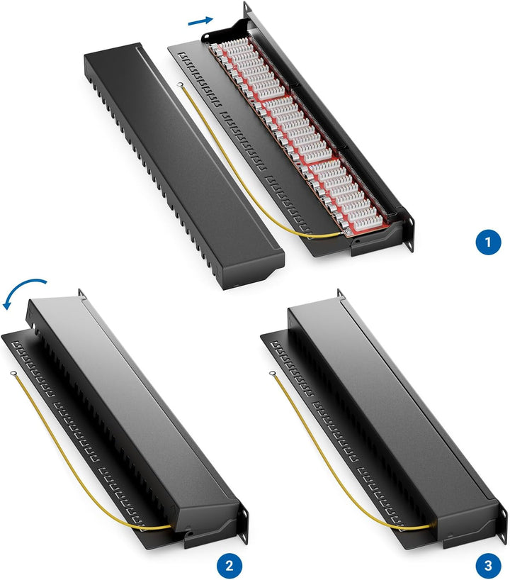 deleyCON CAT 6a Patchpanel Verteilerfeld 24 Port - Desktop 19 Zoll Rackeinbau Servermontage RJ45 Ges