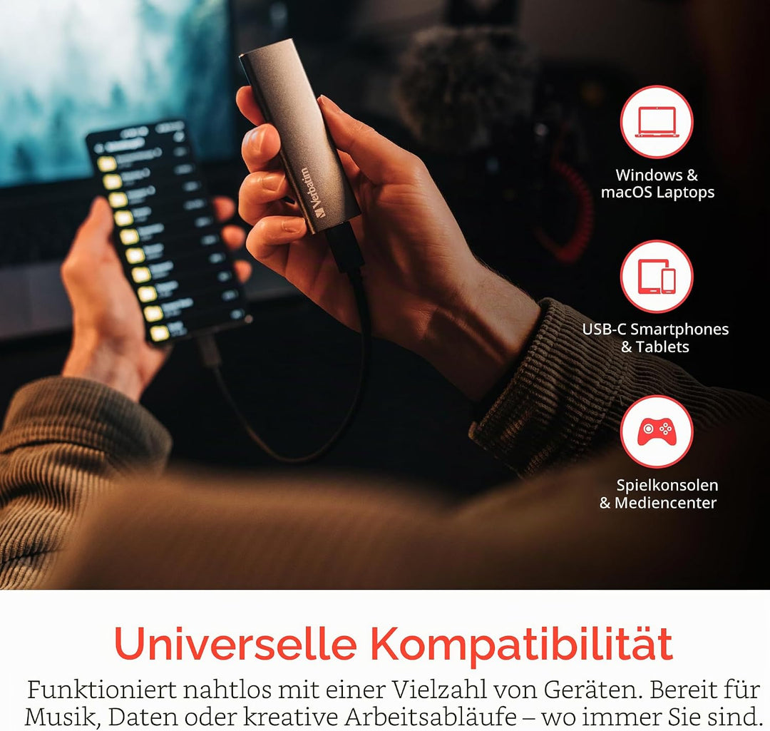 Verbatim Vx500, externe SSD-Festplatte 240 GB, USB 3.1 Gen 2-Controller, 500 MB/s Lesegeschwindigkei