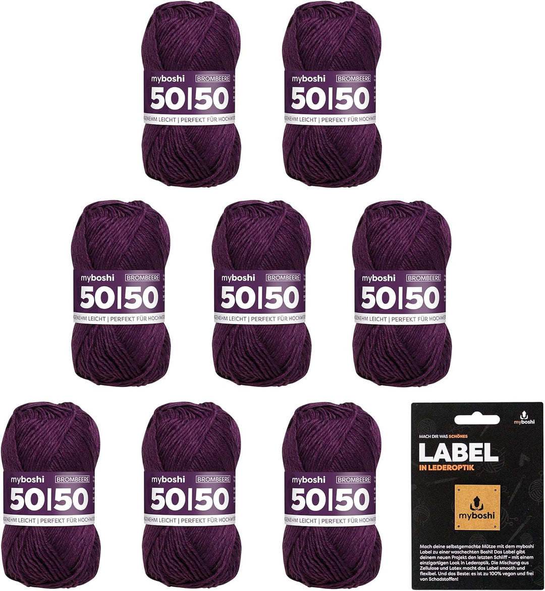 myboshi 50/50-Ganzjahres-Wolle, inkl. original myboshi Label in Lederoptik, für Oberbekleidung geeig