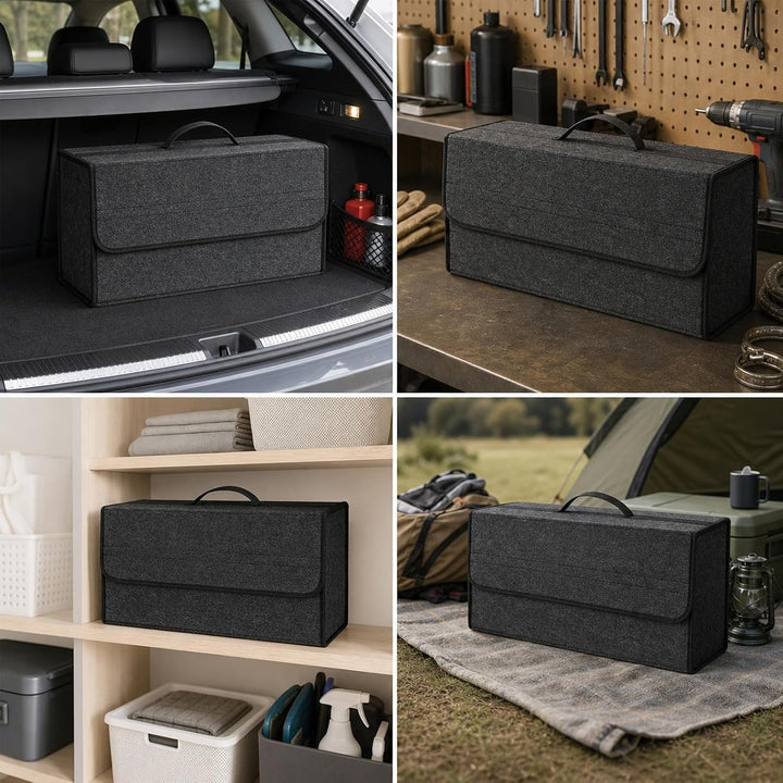 2 Stück Kofferraum Organizer - Auto Kofferraum Organizer Klett - Kofferraum Organizer mit Deckel - R