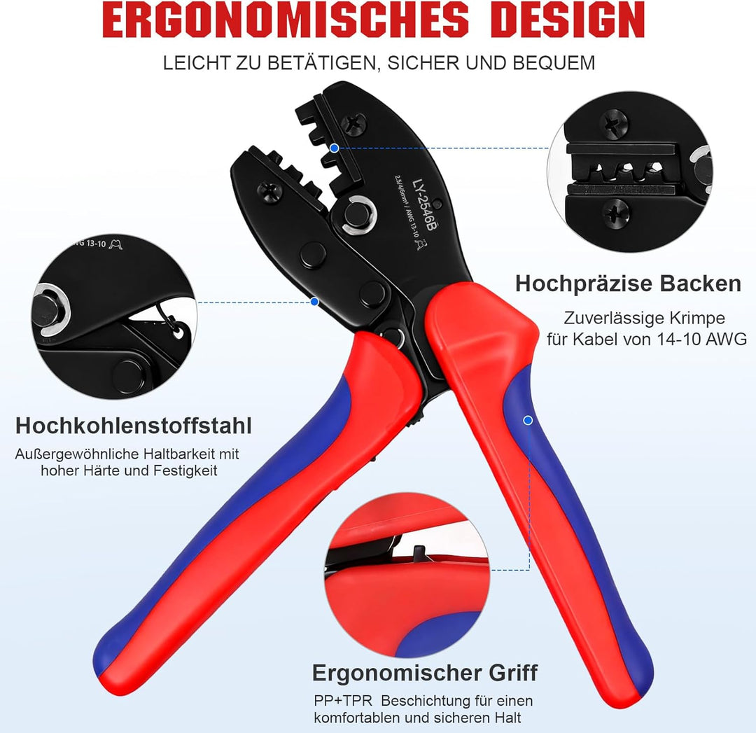 Solar Crimpzange für 2.5/4/6 mm² Solarpanel Solarkabel, 10 Paar Männlich Weiblich Solarstecker, 1 St