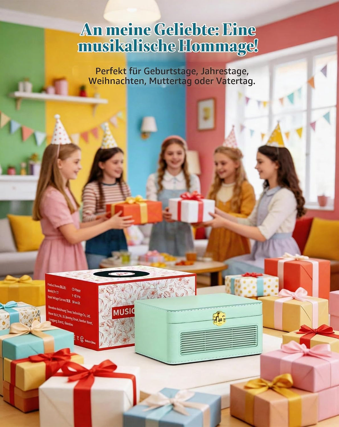 Tragbar CD Player Bluetooth Retro Radio mit CD-Player mit Lautsprecher Unterstützung USB &amp; AUX-Wiede