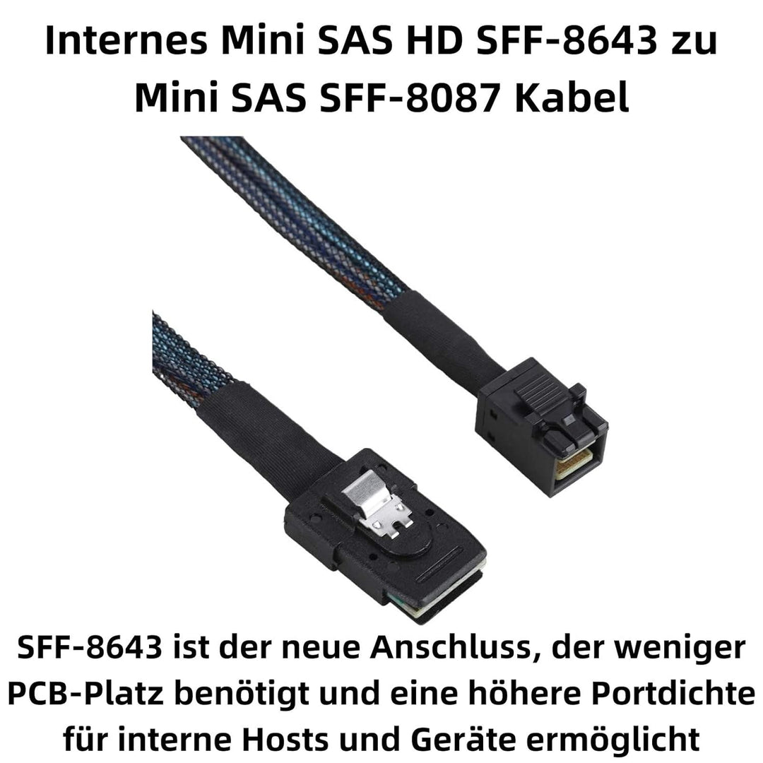 L49S Mini SAS Kabel 1m, Internes Mini SAS HD SFF-8643 zu SFF-8087 Kabel, Hochgeschwindigkeitsverbind