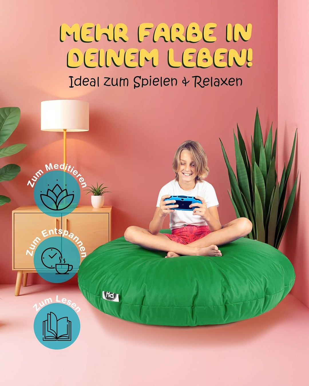 PATCH HOME Sitzsack 2 in 1 Sitzkissen Bodenkissen für Erwachsene &amp; Kinder - Gaming mit Füllung Kisse