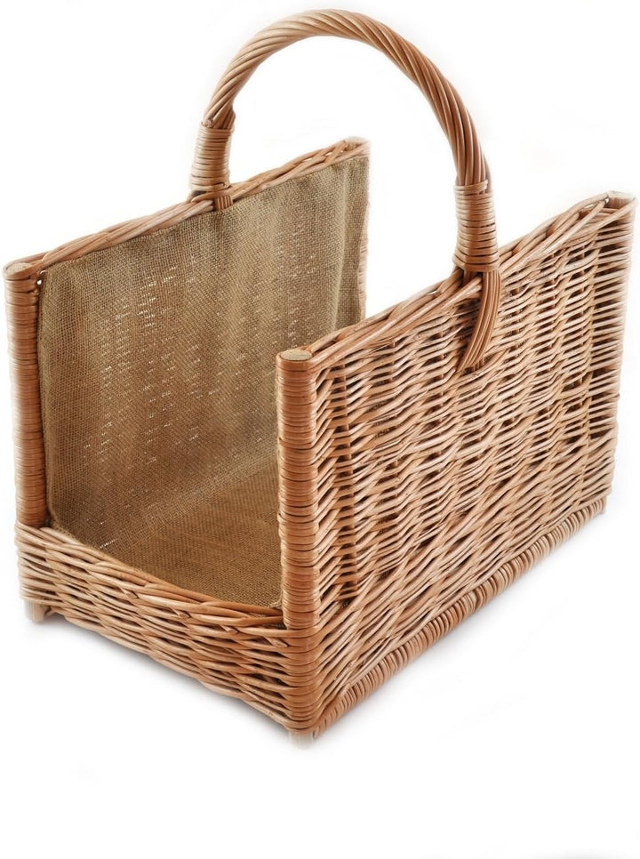 MyBer® Kaminholzkorb Rattankorb Weidenkorb Korb Tragekorb für Holz verstärkt braun K6-205_G-J