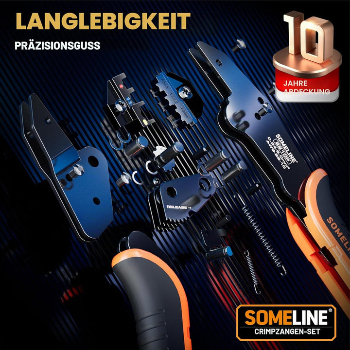 SOMELINE® Crimpzange Kabelschuhe, Kabelschuhzange für 0,34-6mm² isolierte Kabelschuhe, Elektrische S