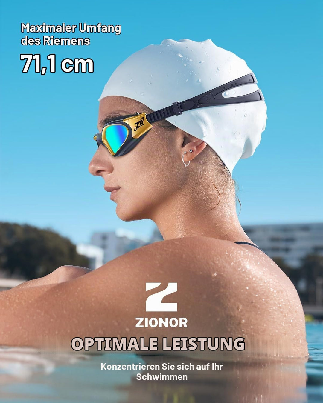 ZIONOR G1 - Polarisierte Schwimmbrille für Unisex und Erwachsene und Damen, beschlagfrei, 100% UV-Sc