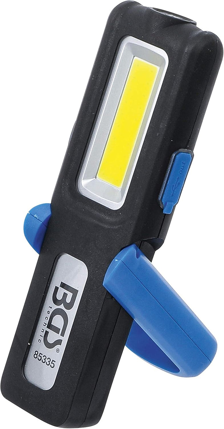 BGS 85335 | COB-LED Arbeits-Leuchte | klappbar | mit Haken und Magnet | 180° drehbares Griffstück in