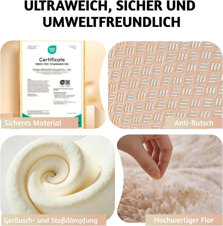 MARATIP Plüsch Teppich,Flauschiger Teppich Rund,grosse Grösse modernes Wohnzimmer,Kinder Mädchen,wei