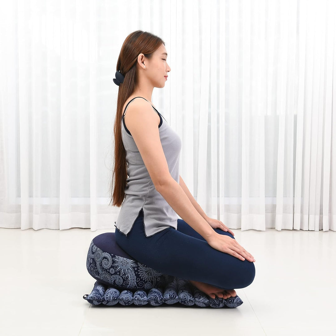 Leewadee Meditationsset Yogaset aus Meditationskissen Zafu und Kleiner rollbarer Sitzmatte Zabuton Ö