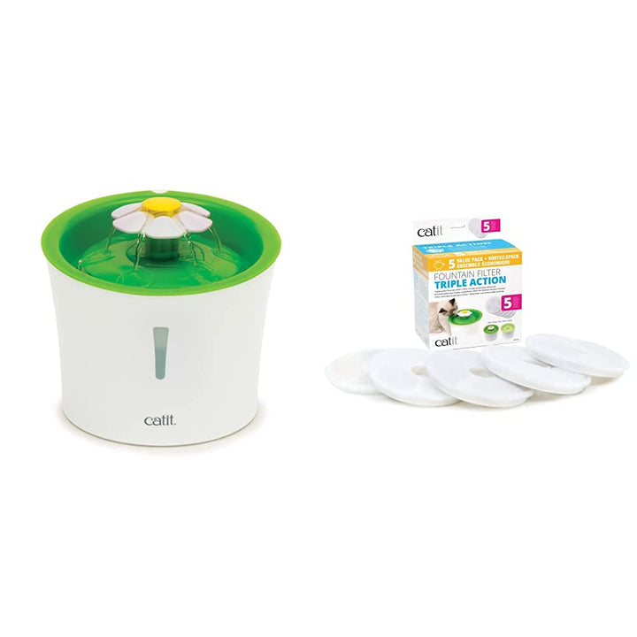 Catit Flower Fountain Blumentrinkbrunnen 3L - Immer frisches Wasser für Ihre Katze, durch ständige F