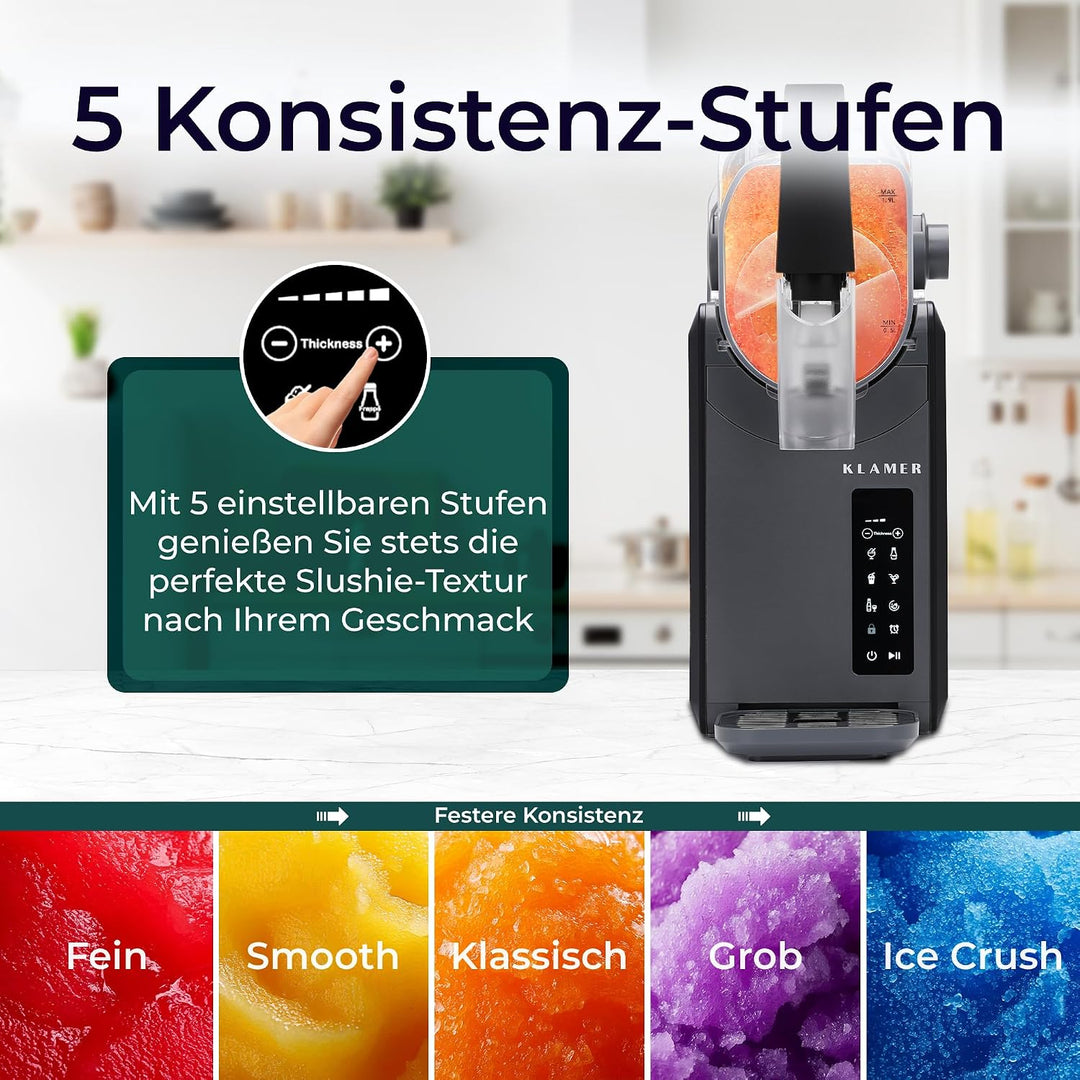 KLAMER Slush Maschine, mit 5 voreingestellten Programmen: Slushie, Cocktail, Milchshake, Frappé, Wei